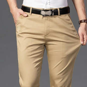 2023 Мужская весенне осенняя мода Деловые повседневные Длинные брюки Костюмные брюки Мужские эластичные прямые официальные брюки плюс большой размер 30-40