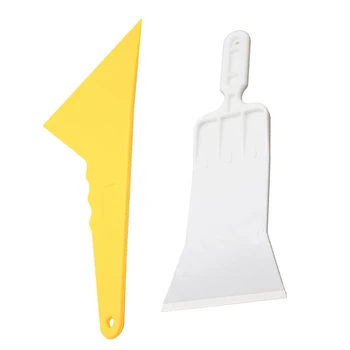 2шт Пластиковая наклейка на окно автомобиля, пленка, Скребок, ракель, инструмент для чистки -Белый и желтый
