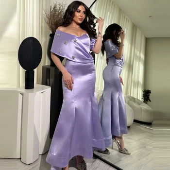 OEING, винтажные вечерние платья длиной до щиколоток, фиолетовые платья для выпускного вечера в стиле русалки без рукавов 2023, вечернее платье с открытыми плечами из Саудовской Аравии