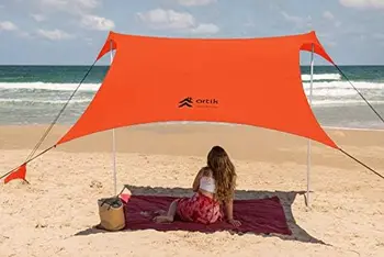 Солнцезащитный Козырек для Пляжной Палатки Up для походов, рыбалки, развлечений на заднем дворе или Пикников 2013 Портативный с Якорями для мешков с песком, двумя Алюминиевыми