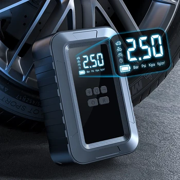 Цифровой воздушный компрессор 4000 мАч Цифровой манометр с ЖК-дисплеем Ручной насос для накачивания шин Автомобильный насос для шин для авто велосипеда мотоцикла