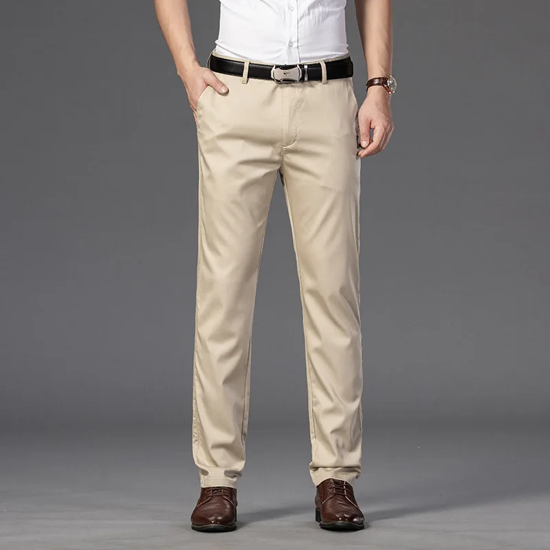 2023 Мужская весенне осенняя мода Деловые повседневные Длинные брюки Костюмные брюки Мужские эластичные прямые официальные брюки плюс большой размер 30-401