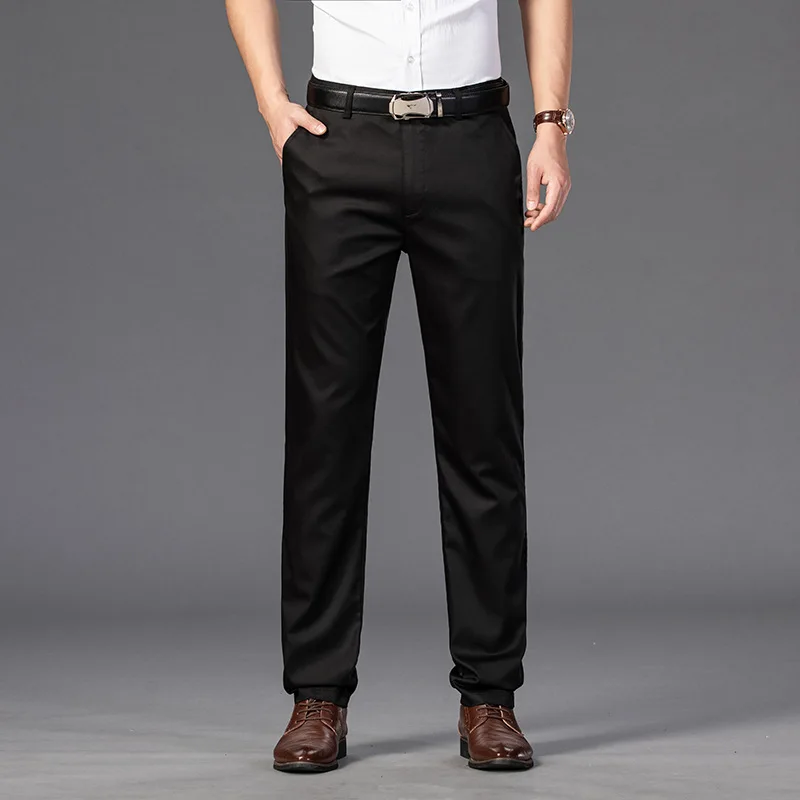 2023 Мужская весенне осенняя мода Деловые повседневные Длинные брюки Костюмные брюки Мужские эластичные прямые официальные брюки плюс большой размер 30-403