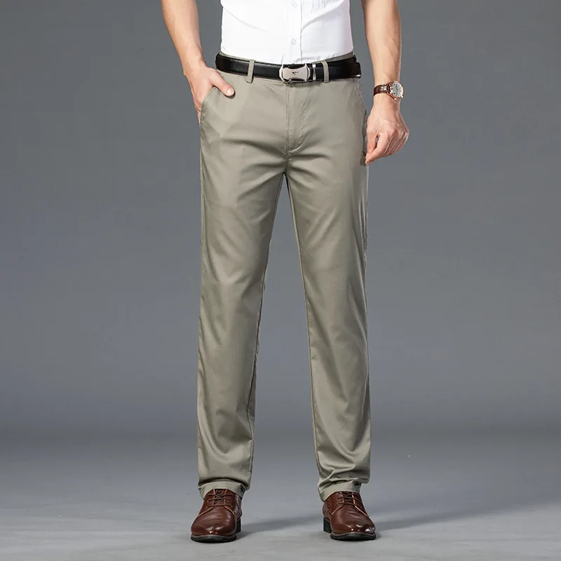 2023 Мужская весенне осенняя мода Деловые повседневные Длинные брюки Костюмные брюки Мужские эластичные прямые официальные брюки плюс большой размер 30-404