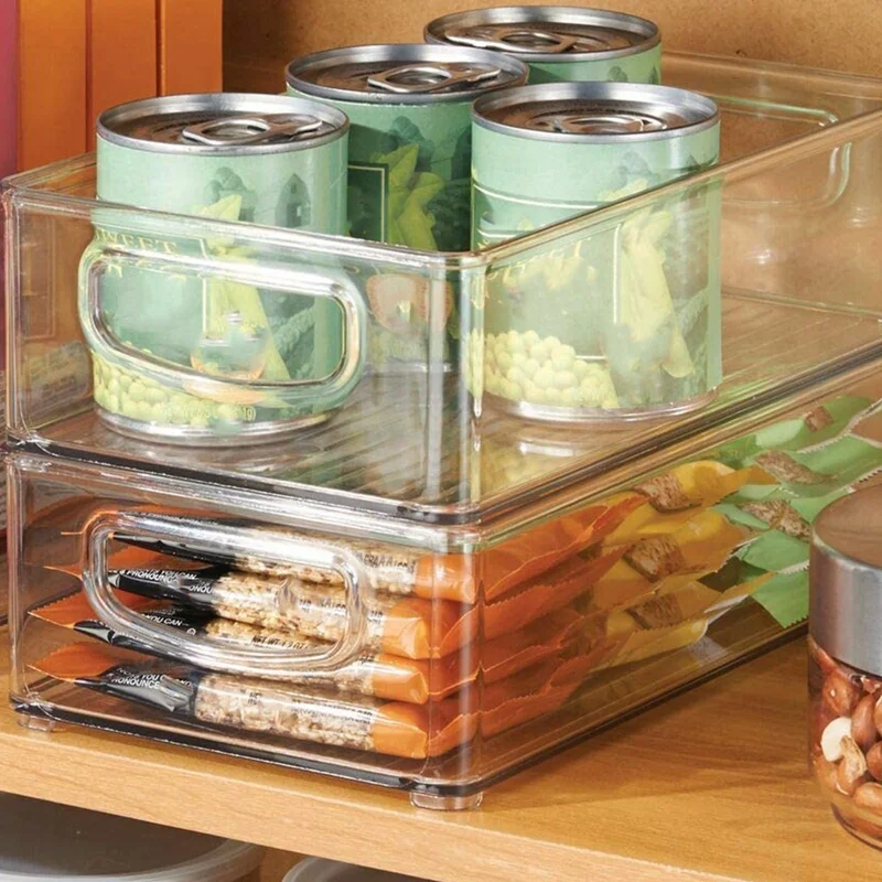 2X Пластиковая кухонная кладовая, шкаф, холодильник, органайзер для хранения продуктов, корзина с ручками-органайзер для фруктов4