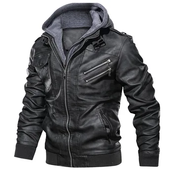 2023 Новое пальто со съемным капюшоном, мужские кожаные куртки, осенняя повседневная мотоциклетная куртка из искусственной кожи, байкерские кожаные пальто, куртка, брендовая одежда