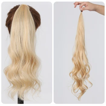 25-дюймовый синтетический гибкий обруч вокруг конского хвоста, длинные натуральные волнистые волосы для наращивания в виде конского хвоста для женщин, накладные шиньоны для блондинок