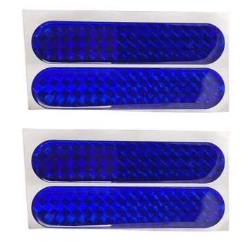 4 шт. /компл. Синяя светоотражающая защитная универсальная новинка -Самоклеящаяся отражающая лента, наклейка из ПВХ-ленты для большинства автомобилей