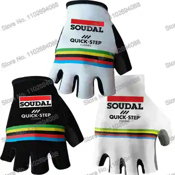Soudal Quick Step 2023 Чемпион мира по велоспорту, мужские перчатки с гелем на половину пальца, Дорожный велосипед, Джерси, Перчатка без пальцев, MTB Велосипед, Лето