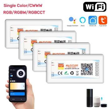 Tuya Wifi Светодиодный Контроллер Smart Dimmer DC5V-24V Светодиодные Ленты CCT/RGB/RGBW для Alexa Google Home Smart Life APP Remote Control