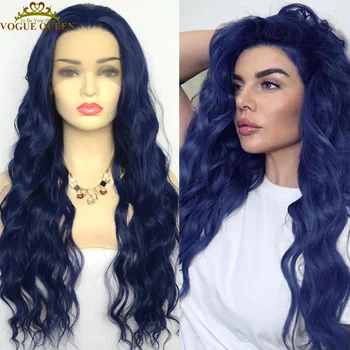 Voguequeen Темно-синий синтетический парик на кружеве из термостойкого волокна, косплей для женщин