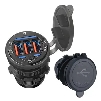Автомобильное зарядное устройство для телефона QC 3.0 Блочное зарядное устройство с 3 портами USB и переключателем Автомобильные аксессуары для женщин/мужчин Разъем для быстрой зарядки автомобиля с GPS