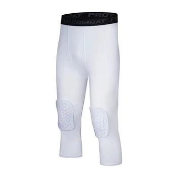 Баскетбольные шорты, спортивные защитные мужские леггинсы для фитнеса 3/4 с наколенниками, компрессионные брюки с защитой от колена