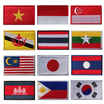 Вышитые Нашивки С Флагами Корея Япония Сингапур Филиппины Таиланд Военный Моральный Дух Тактический Значок Флаги Нашивки Наклейки На Одежду