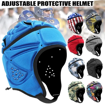 Головной убор для регби, футбольный головной убор, Регулируемый защитный шлем для хоккея с шайбой, лакросс с подкладкой из EVA, Бейсбольная шляпа для скейтборда