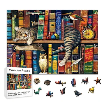 Деревянные головоломки с животными, книги-головоломки для взрослых и игры с кошачьим интеллектом, развивающие игрушки для детей, игры для родителей и взрослых