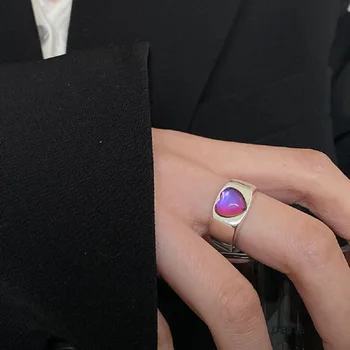 Женское Новое модное кольцо в форме сердца с регулируемым отверстием, женское винтажное кольцо с милым сердечком, хип-хоп Кольцо на указательный палец