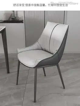 Итальянский легкий Роскошный обеденный стул, Простой современный стул со спинкой, Дизайнерский стол в скандинавском ресторане из высококачественной кожи