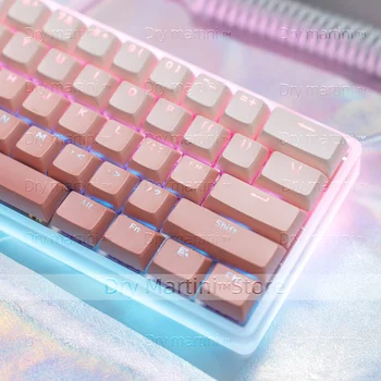 Колпачки для клавиш MDA rouge розового градиентного двухцветного литья PBT с двухцветным светопропускающим символом