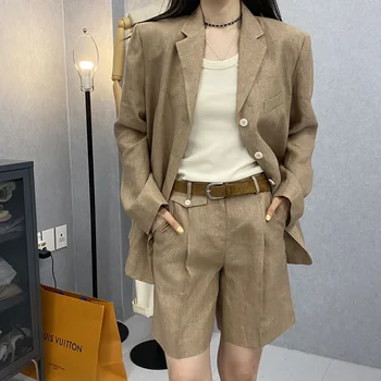 Корейская версия, шикарный летний тонкий костюм от солнца, пиджак с кондиционером, повседневные шорты с диагональным карманом, комплект из двух предметов