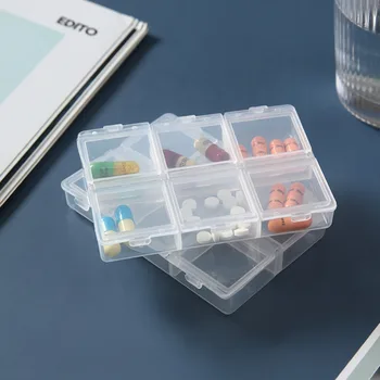 Коробка для хранения таблеток, Коробка для лекарств на 6 ячеек, Еженедельный держатель для таблеток, Органайзер для хранения, футляр для таблеток, футляр для путешествий