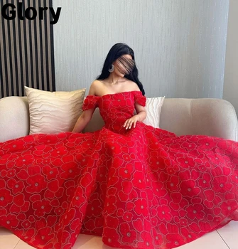 Красные роскошные вечерние платья с открытыми плечами и цветочной вышивкой, платья для выпускного вечера трапециевидной формы 2023 г.