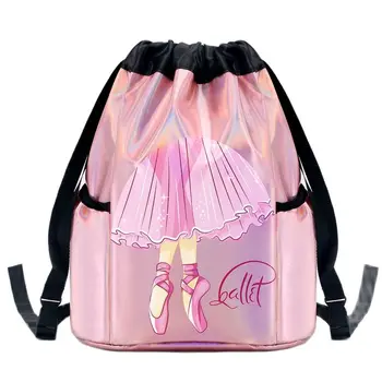 Лазерные блестящие балетные сумки для танцев для девочек, детский тренировочный рюкзак для спортзала, детская карманная сумочка для танцев, комплект для балерины