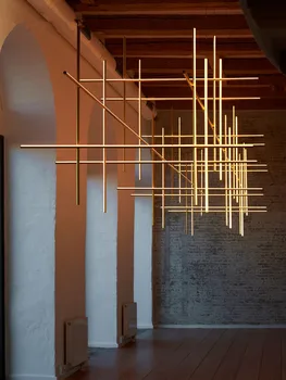 Минималистичная Линейная люстра, Дизайнерская светодиодная лента, гостиная, столовая, лестница, длинная Линейная люстра