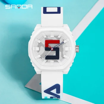 Модный бренд SANDA 50 м Водонепроницаемые мужские и женские спортивные часы, кварцевые ультратонкие часы с силикагелевым ремешком, повседневные relógio masculino