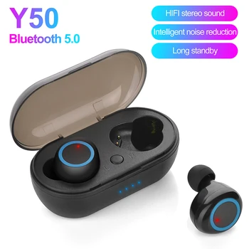Наушники Y50 Bluetooth 5.0 TWS, беспроводные наушники, Стереогарнитура для игр с зарядным устройством для телефона