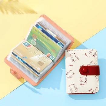 Новая студенческая сумка из искусственной кожи большой емкости для женщин Can Love Держатель для карточек Простой японский и корейский чехол для визитных карточек