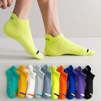Носки Уличное шоу, хлопок, яркий цвет, Мужские дышащие носки на щиколотке, модный спортивный дезодорант, невидимый бренд носков для бега на велосипеде