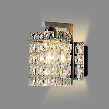 Прикроватный Хрустальный настенный светильник с одной головкой, креативный простой современный настенный светильник, Золотое зеркало, Переднее освещение спальни