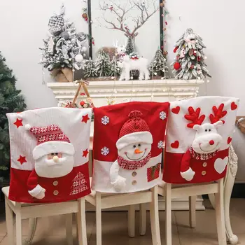 Рождественский чехол для стула, дизайн Санта-Клауса / Снеговика / Лося, Восхитительный Дизайн, Создающий атмосферу Праздничного украшения стула.