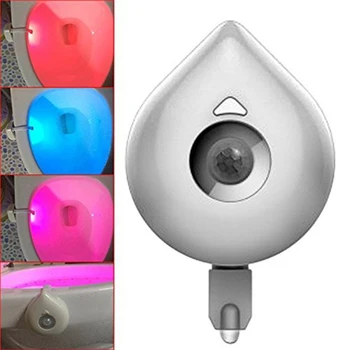 Светодиодный 8 цветов Декоративный светильник для туалета Водонепроницаемый датчик движения Ночник для ванной комнаты со сменной батареей IP65 для RestroomLED