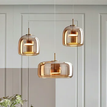 Современный стеклянный подвесной светильник, роскошная люстра в скандинавском стиле, светодиодные подвесные светильники для спальни, современный подвесной светильник