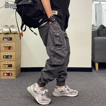 Тонкие повседневные брюки-карго с несколькими карманами, джоггеры Harajuku, мужская одежда, Японская уличная одежда, Брюки в стиле хип-хоп, мужские