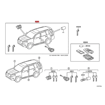Цилиндр замка зажигания автомобиля с 2 ключами Цилиндр дверного замка в сборе для Toyota Land Cruiser Prado 2010-2019