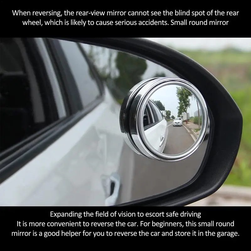 Зеркало Слепой Зоны Для Автомобилей Круглой Формы HD Glass Blind Spot Mirror HD Glass Бескаркасные Круглые Зеркала Заднего Вида С Регулируемой Шириной3