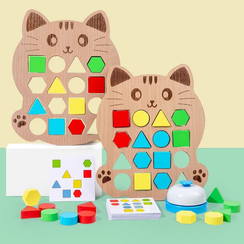 Интерактивная игра-головоломка для родителей и детей, детские игрушки Монтессори, 3D геометрическая форма и цвет, игрушки для раннего образования, подарки для детей0
