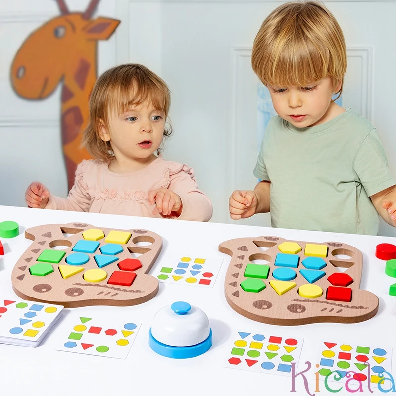 Интерактивная игра-головоломка для родителей и детей, детские игрушки Монтессори, 3D геометрическая форма и цвет, игрушки для раннего образования, подарки для детей1
