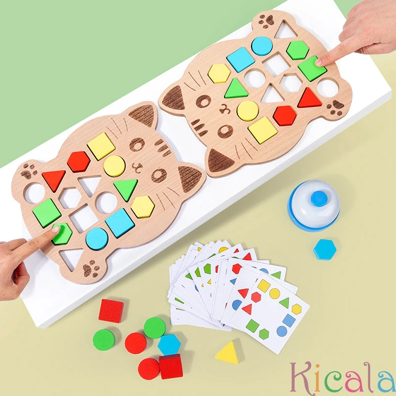 Интерактивная игра-головоломка для родителей и детей, детские игрушки Монтессори, 3D геометрическая форма и цвет, игрушки для раннего образования, подарки для детей2