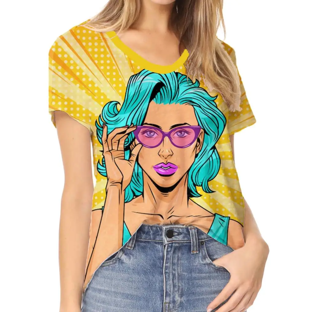 Модная женская футболка с мультяшным рисунком С 3D-принтом, летняя футболка с коротким рукавом, одежда из полиэфирного волокна большого размера1