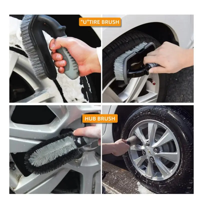 Набор для чистки автомобилей Универсальные Щетки для мытья автомобильных дисков Автоматическое Сглаживание пыли Набор щеток для чистки транспортных средств2