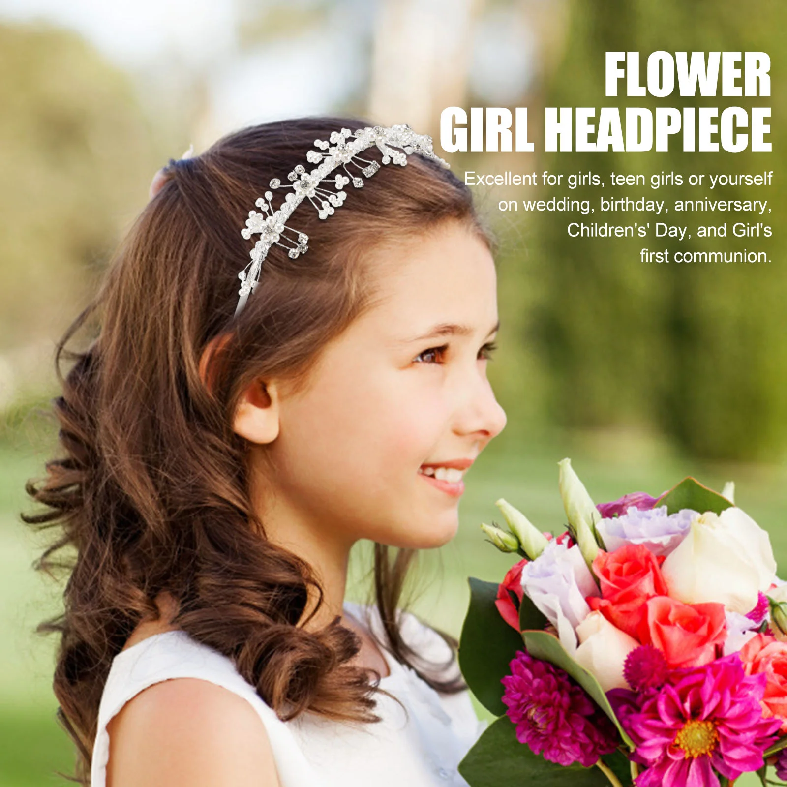 Свадебная повязка на голову для девочки с цветочным узором, предложение, головные уборы, аксессуар для волос, жемчужные хрустальные бусины, повязки для невесты, детские повязки2