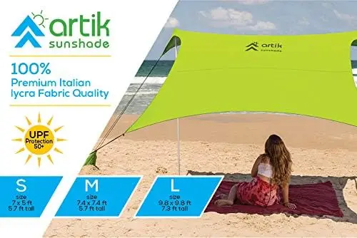 Солнцезащитный Козырек для Пляжной Палатки Up для походов, рыбалки, развлечений на заднем дворе или Пикников 2013 Портативный с Якорями для мешков с песком, двумя Алюминиевыми1