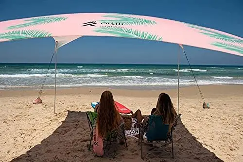Солнцезащитный Козырек для Пляжной Палатки Up для походов, рыбалки, развлечений на заднем дворе или Пикников 2013 Портативный с Якорями для мешков с песком, двумя Алюминиевыми3