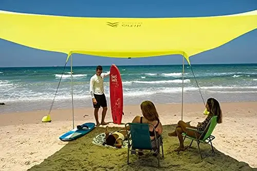 Солнцезащитный Козырек для Пляжной Палатки Up для походов, рыбалки, развлечений на заднем дворе или Пикников 2013 Портативный с Якорями для мешков с песком, двумя Алюминиевыми5